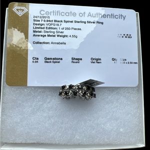 Black spinel sterling silver ring